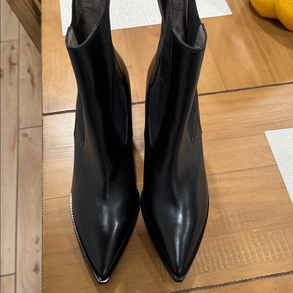All Saints RIA Black Ankle Boots with Pointed Toe and High Block Heel - Picture 8 of 9